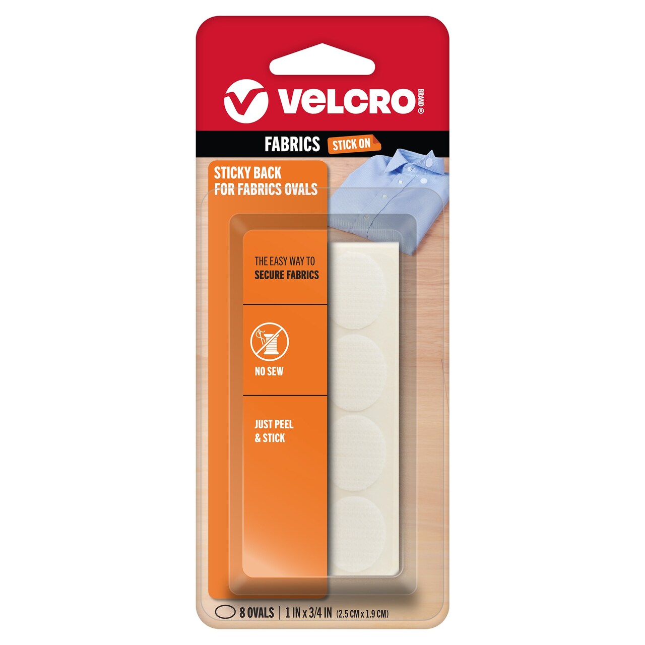 VELCRO(R) Brand Sticky Back For Fabric Ovals 1"X.75"-White